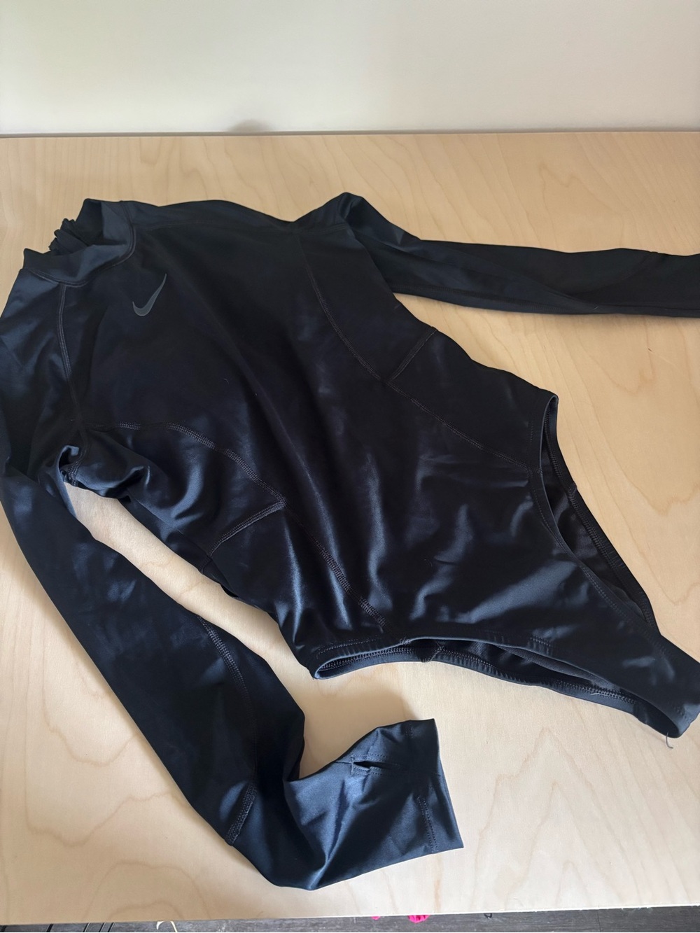 Nike Black Long-Sleeve Swim One-Piece